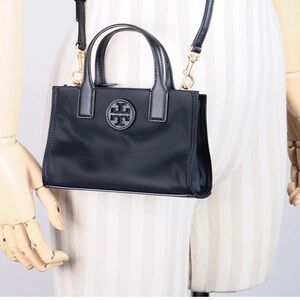 Latest Tory Burch ELLA Black Nylon Mini Tote Crossbody Bag